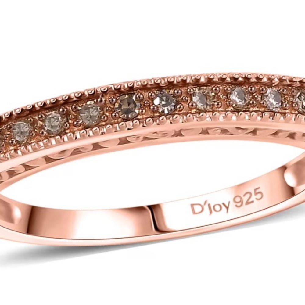 Diamond 0.10 ctw Ring in 18K Vermeil Rose Gold and Over Sterling Silver